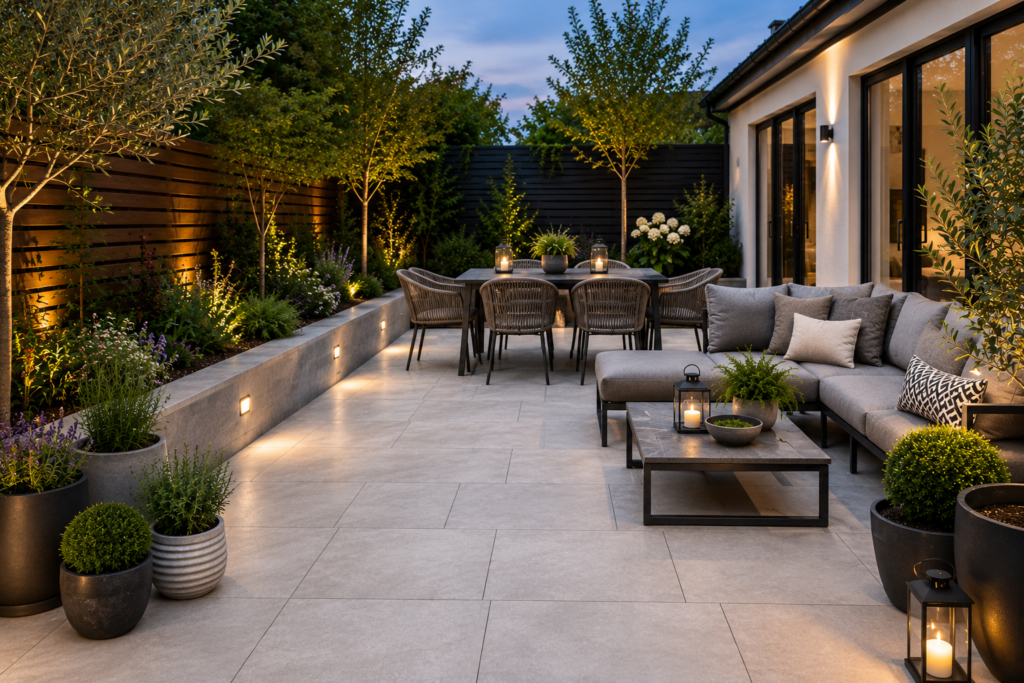 Styling Your Porcelain Patio: Furniture, Plants & Lighting